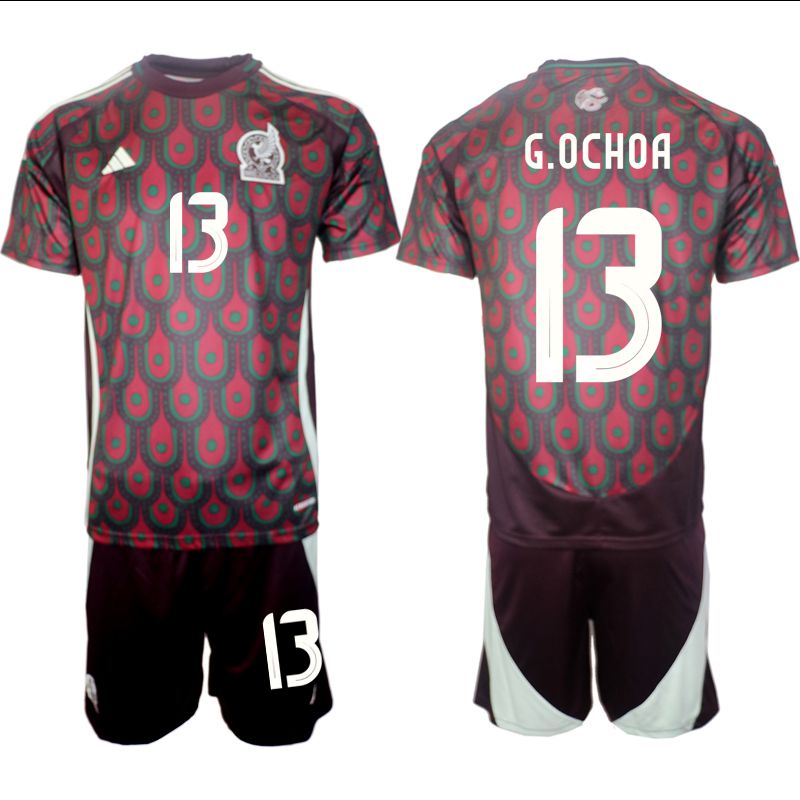 Men 2024-2025 Season Mexico home red #13 Soccer Jersey->mexico jersey->Soccer Country Jersey